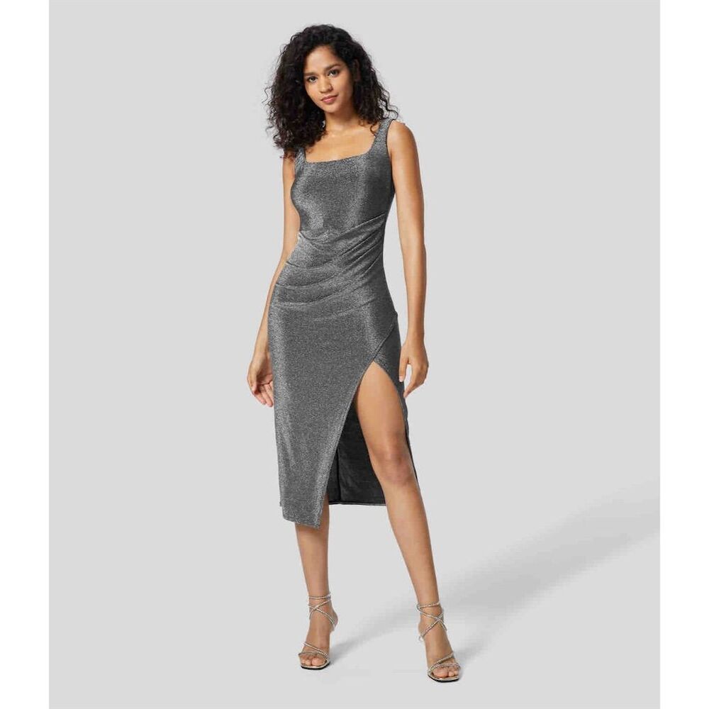 Halara  Women's Metallic Glitter Midi Party Dress Multicolor Size L